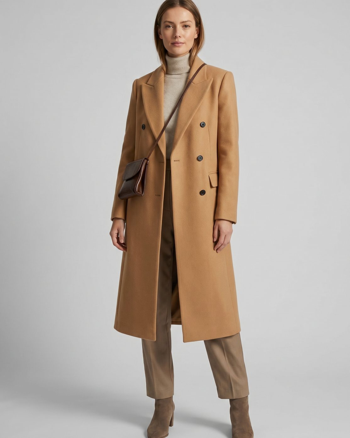 Sophia | Women's Double-Breasted Wool-Blend Tailored Long Overcoat