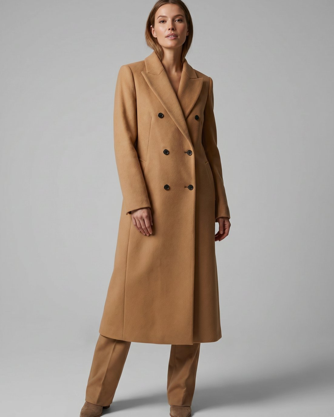 Sophia | Women's Double-Breasted Wool-Blend Tailored Long Overcoat