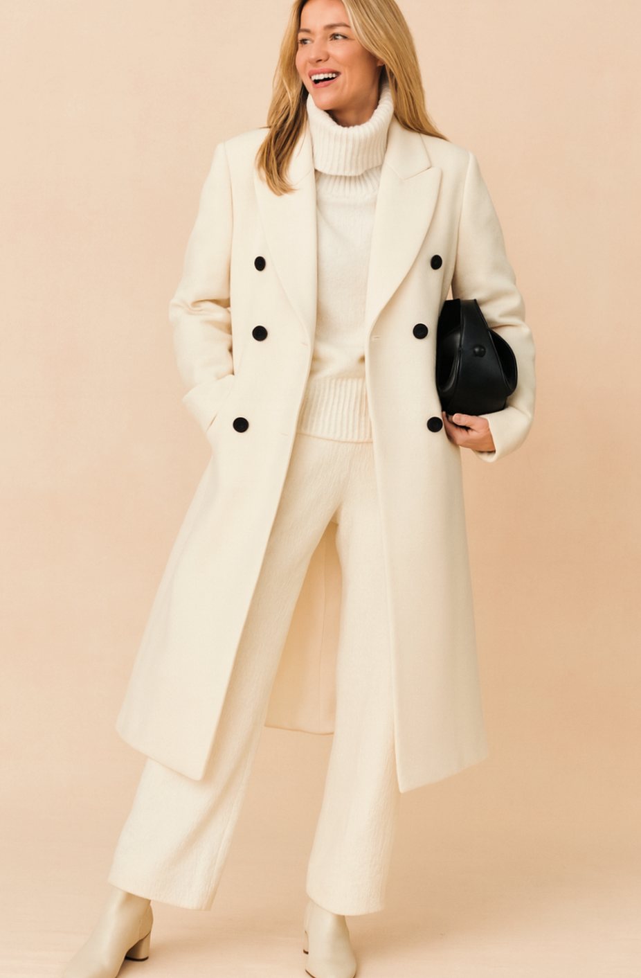 Sophia | Women's Double-Breasted Wool-Blend Tailored Long Overcoat