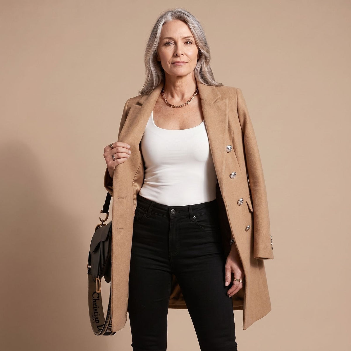 Scarlett | Women's Double-Breasted Wool Coat Long Sleeve Notch Lapel Overcoat