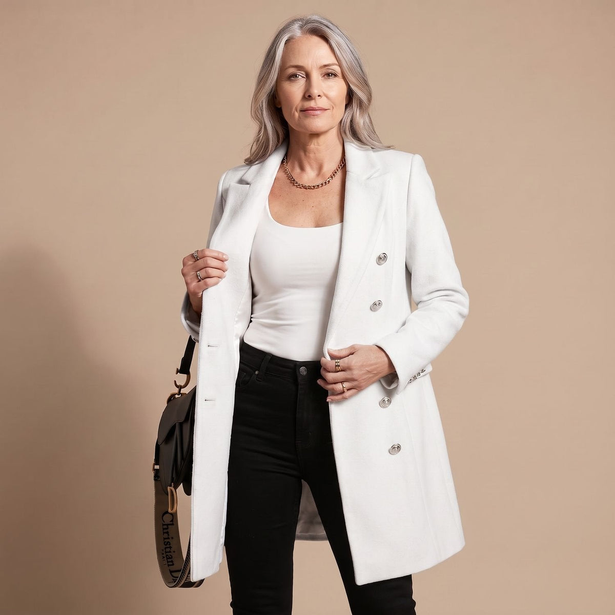 Scarlett | Women's Double-Breasted Wool Coat Long Sleeve Notch Lapel Overcoat
