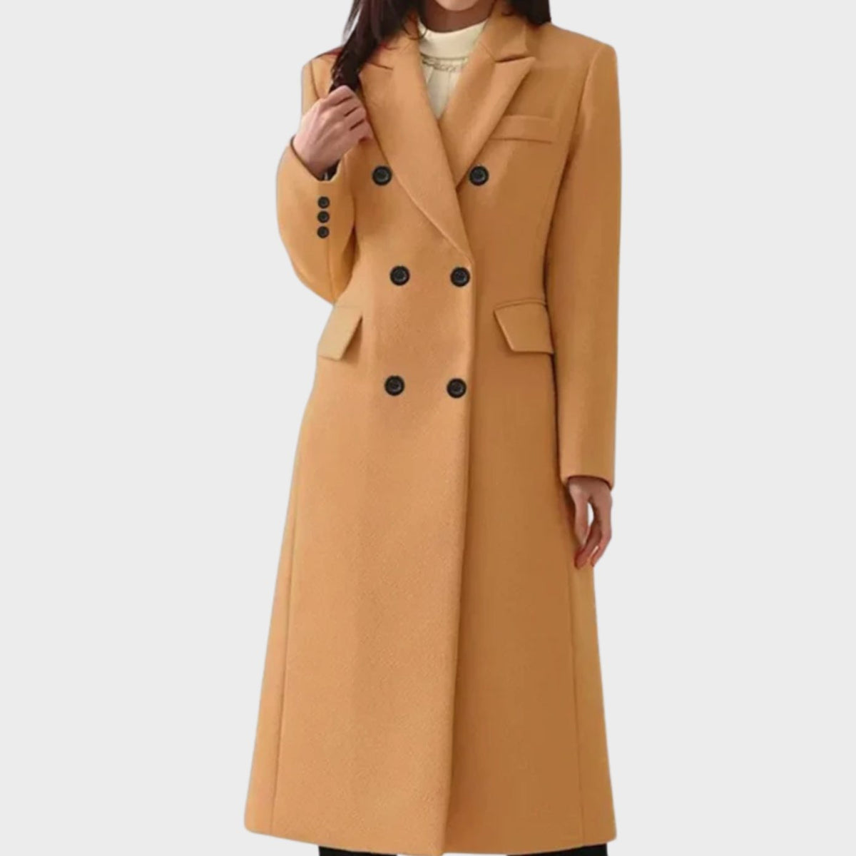 Isabella | Women's Double-Breasted Wool Winter Coat Notch Lapel Long