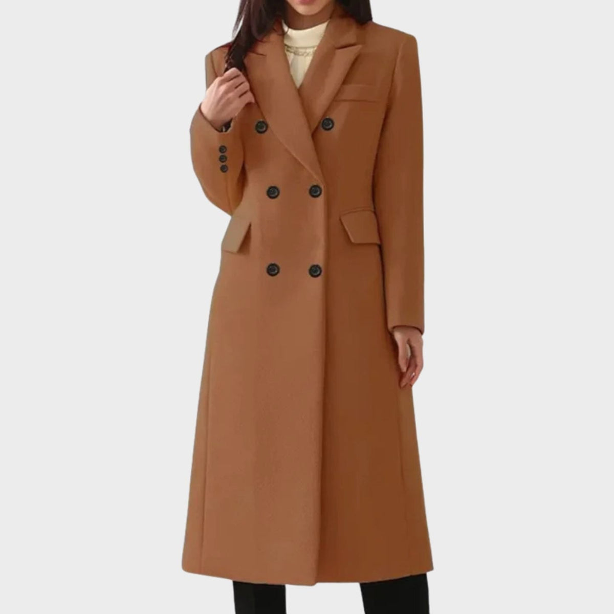 Isabella | Women's Double-Breasted Wool Winter Coat Notch Lapel Long