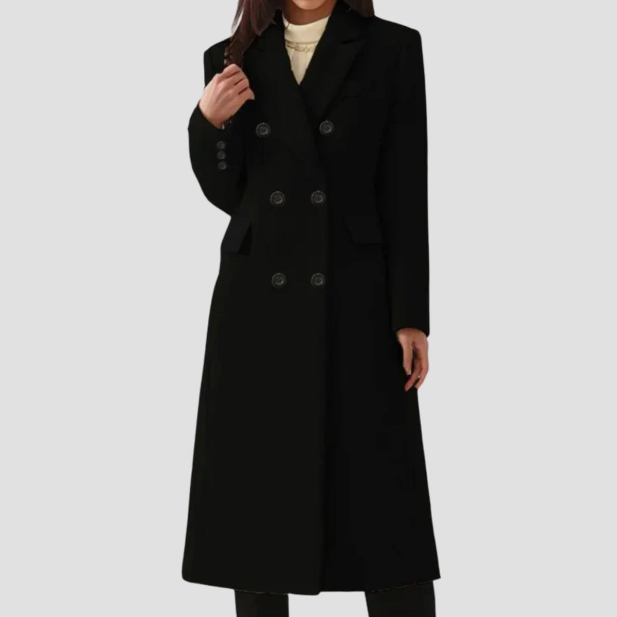 Isabella | Women's Double-Breasted Wool Winter Coat Notch Lapel Long