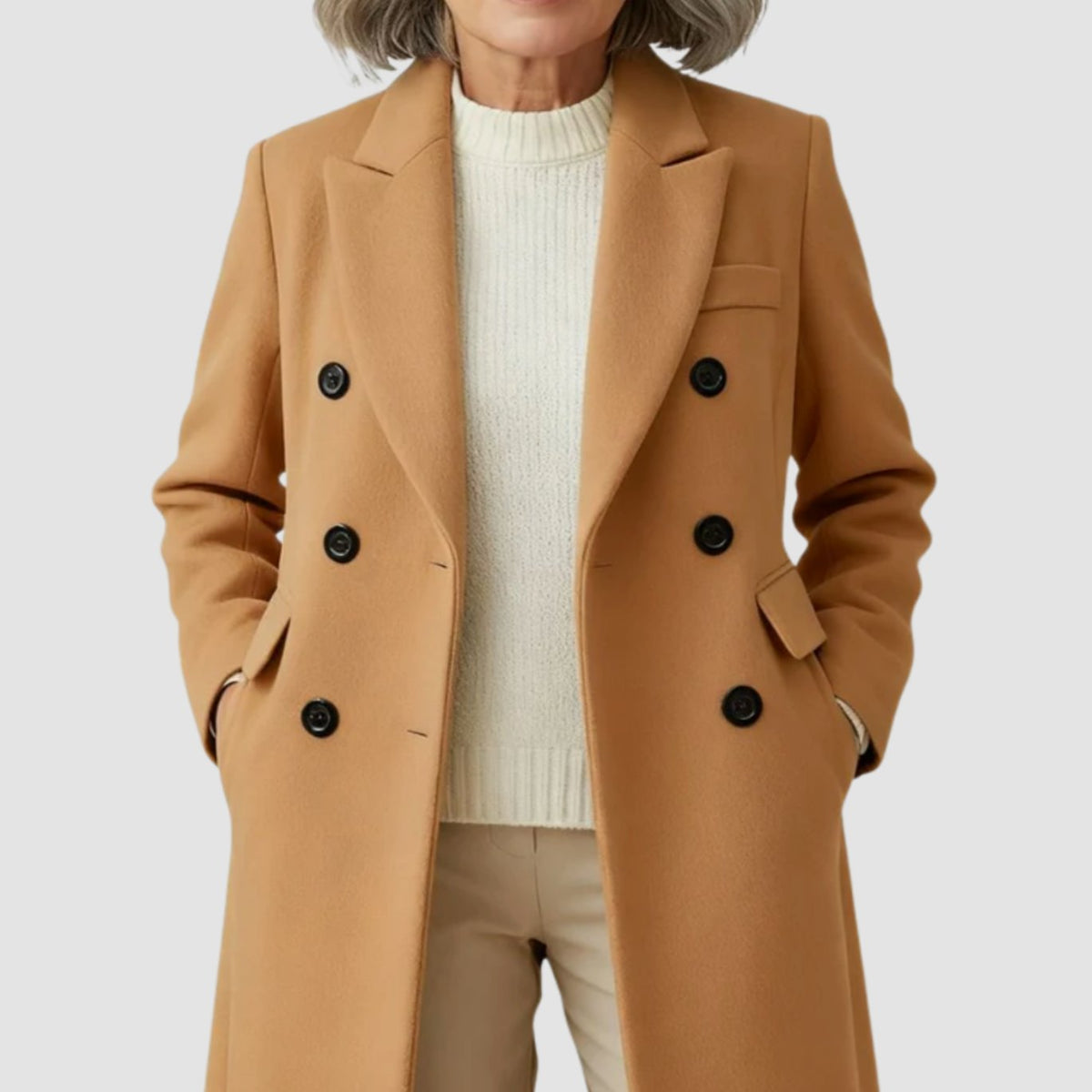 Isabella | Women's Double-Breasted Wool Winter Coat Notch Lapel Long
