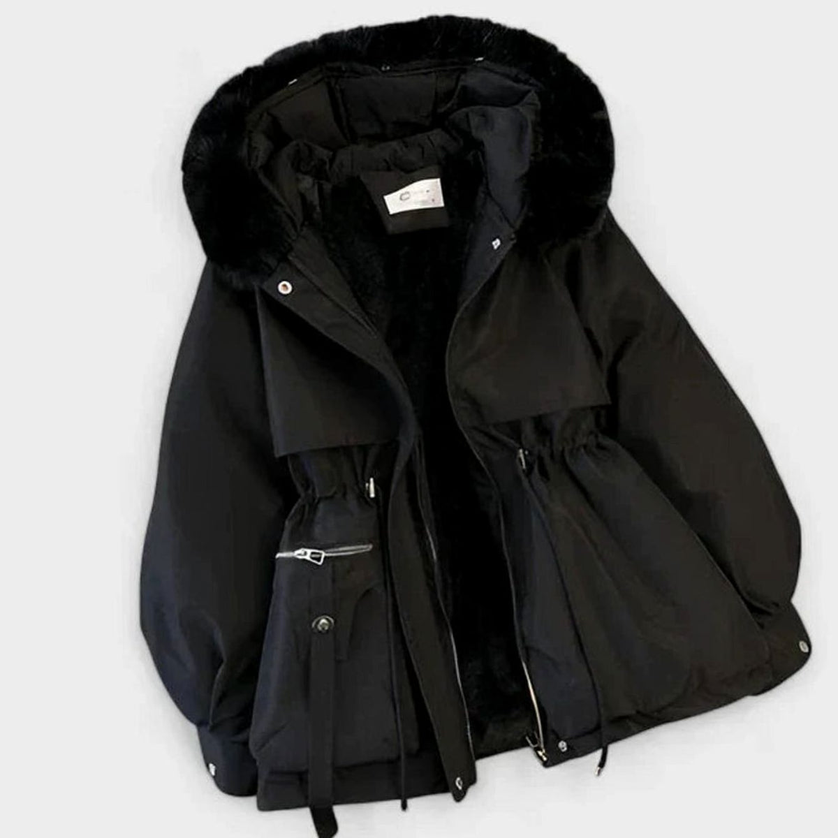 Aria | Women's Elegant Faux-Fur Hooded Drawstring Winter Jacket