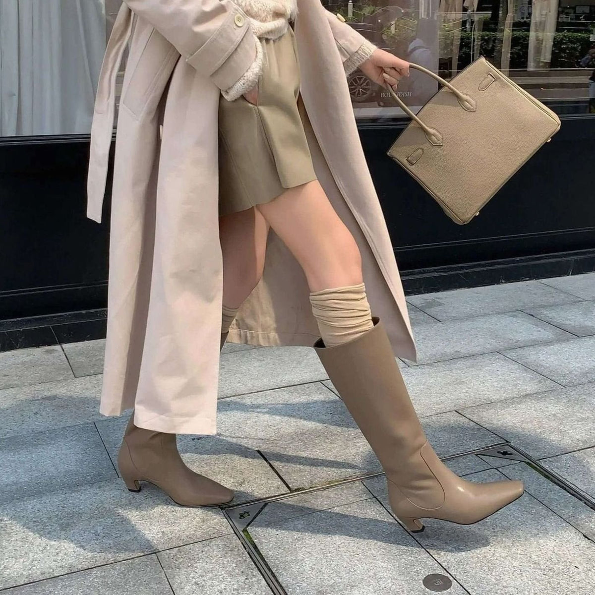 Madison | Women's Elegant Knee High Boots Square-Toe Low Kitten Heel