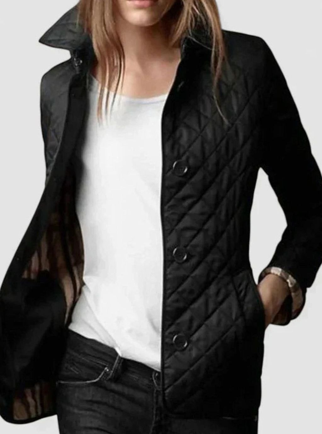 Scarlett | Women's Elegant Quilted Winter Coat Button-Front Jacket