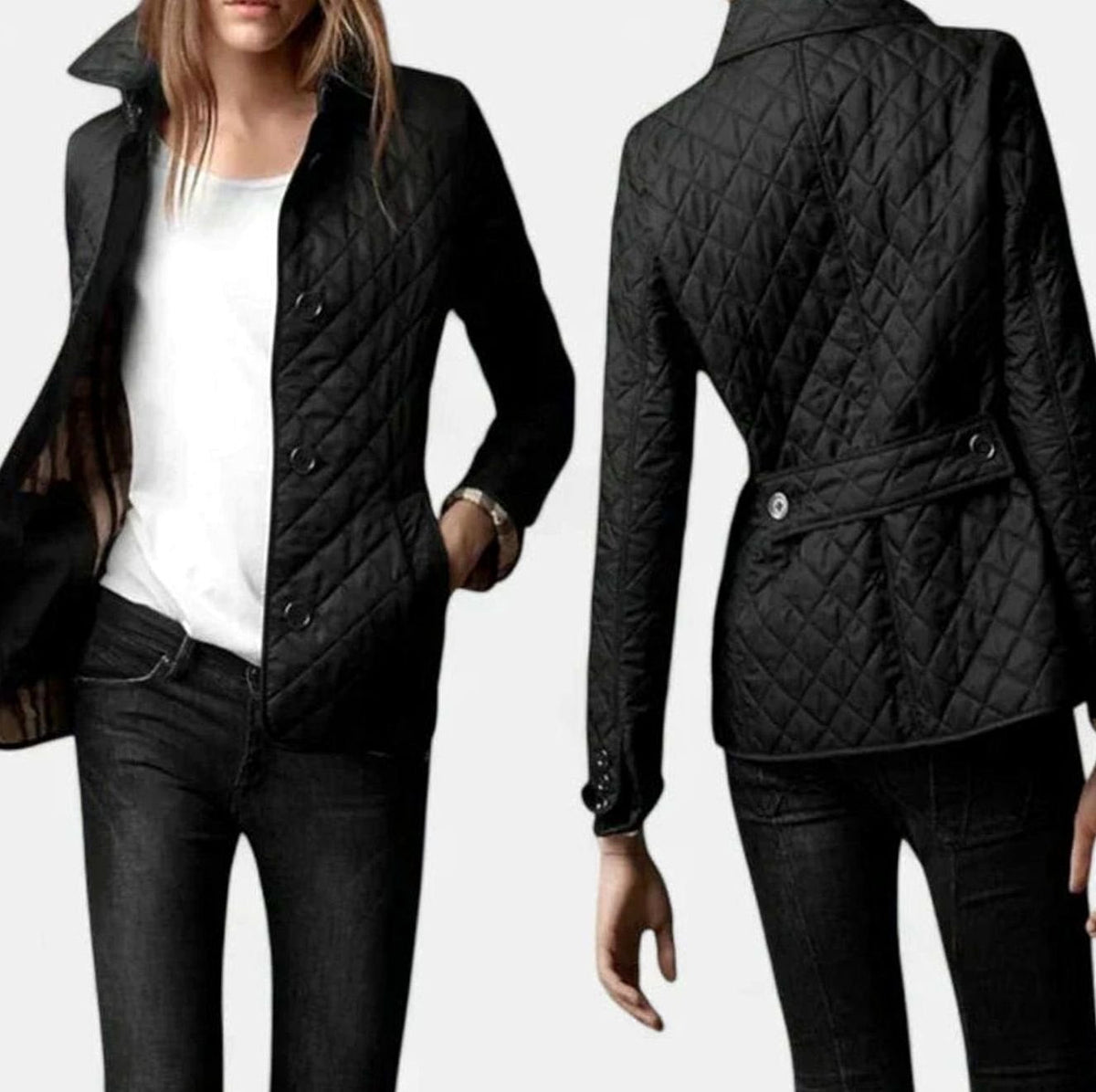 Scarlett | Women's Elegant Quilted Winter Coat Button-Front Jacket