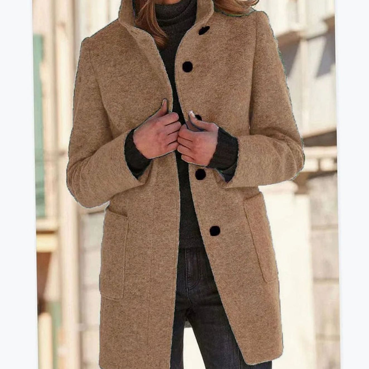 Aria | Women's Elegant Winter Coat Structured Single-Breasted Wool-Blend