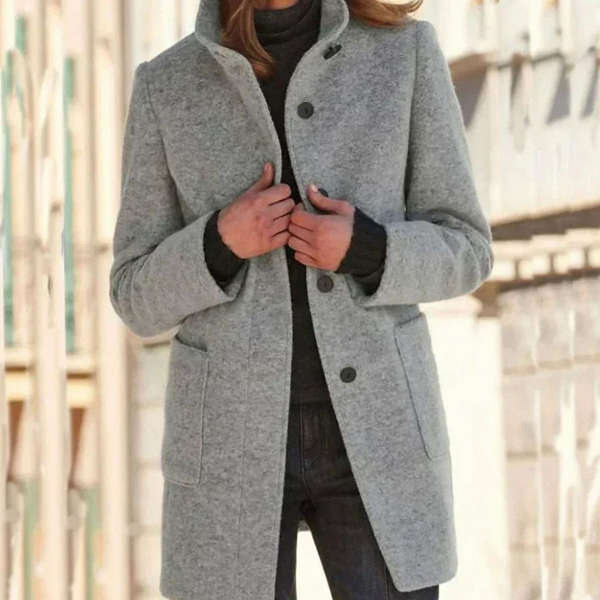 Aria | Women's Elegant Winter Coat Structured Single-Breasted Wool-Blend