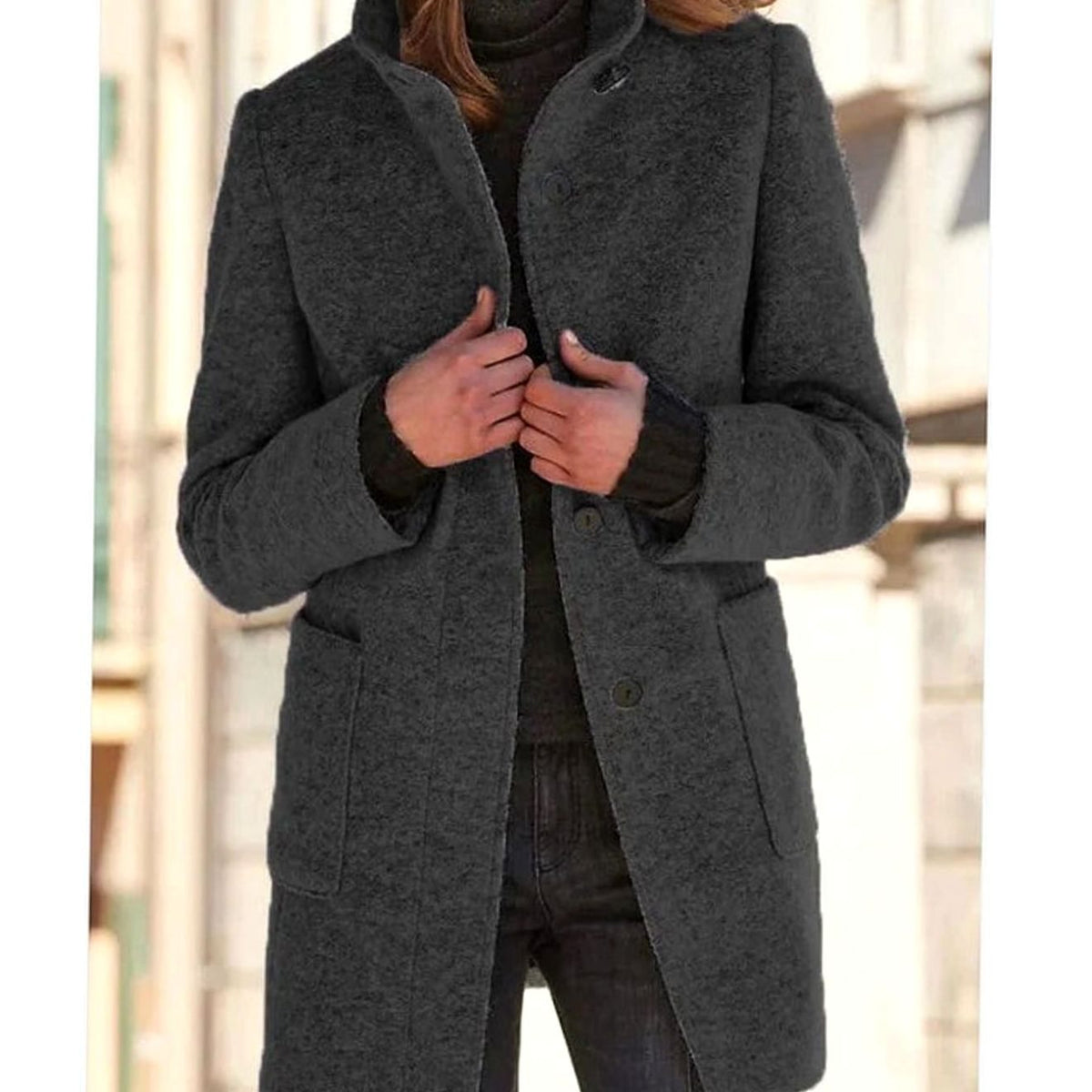 Aria | Women's Elegant Winter Coat Structured Single-Breasted Wool-Blend