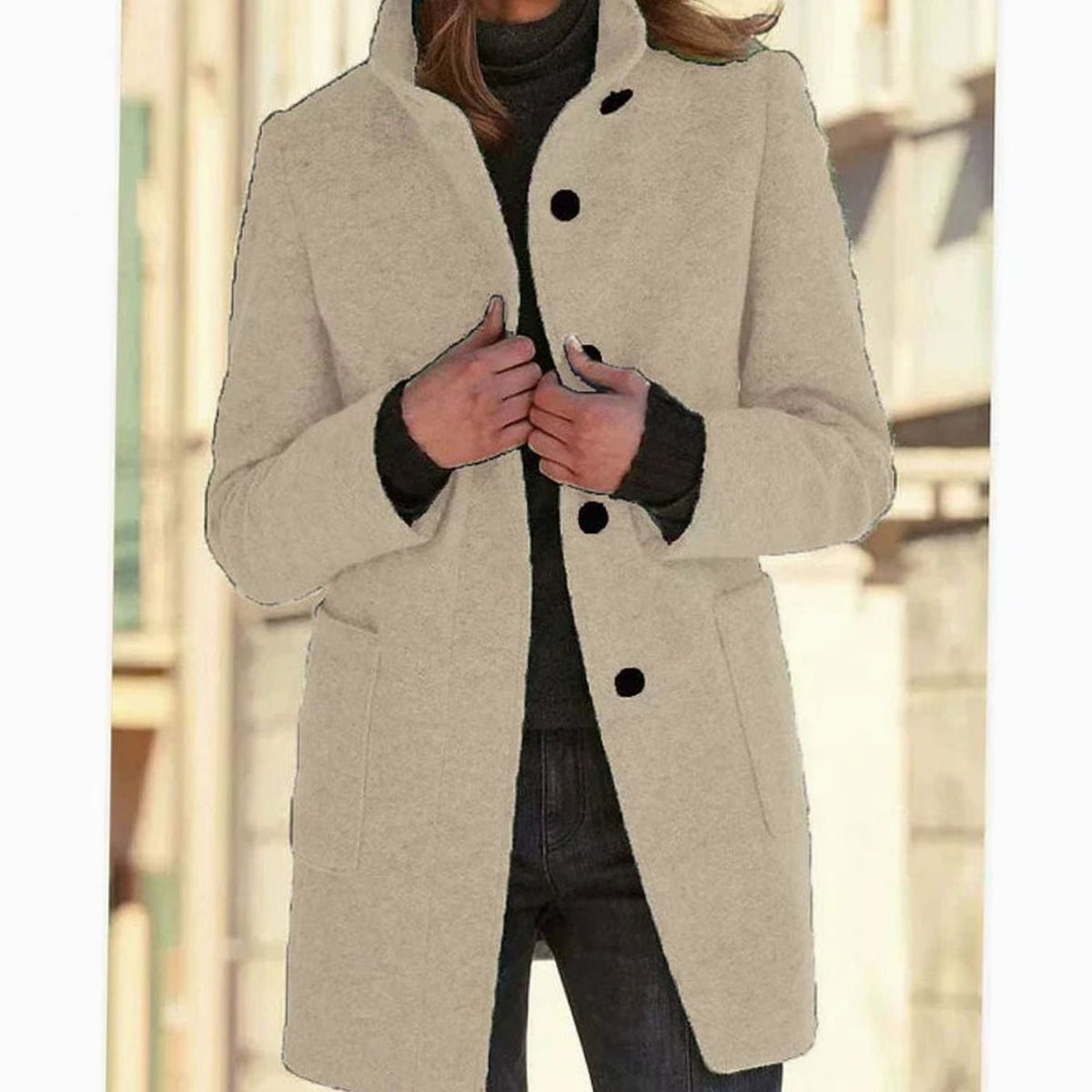 Aria | Women's Elegant Winter Coat Structured Single-Breasted Wool-Blend