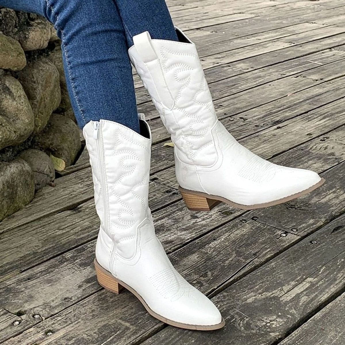Sophia | Women's Embroidered Mid-Calf Western Cowgirl Boots