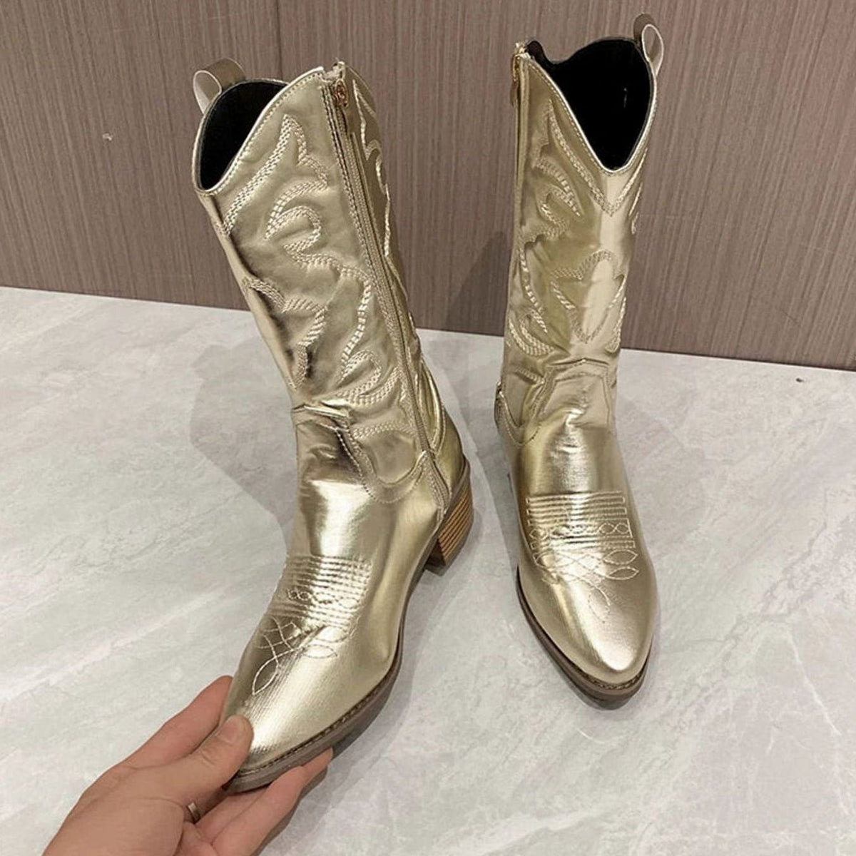 Sophia | Women's Embroidered Mid-Calf Western Cowgirl Boots