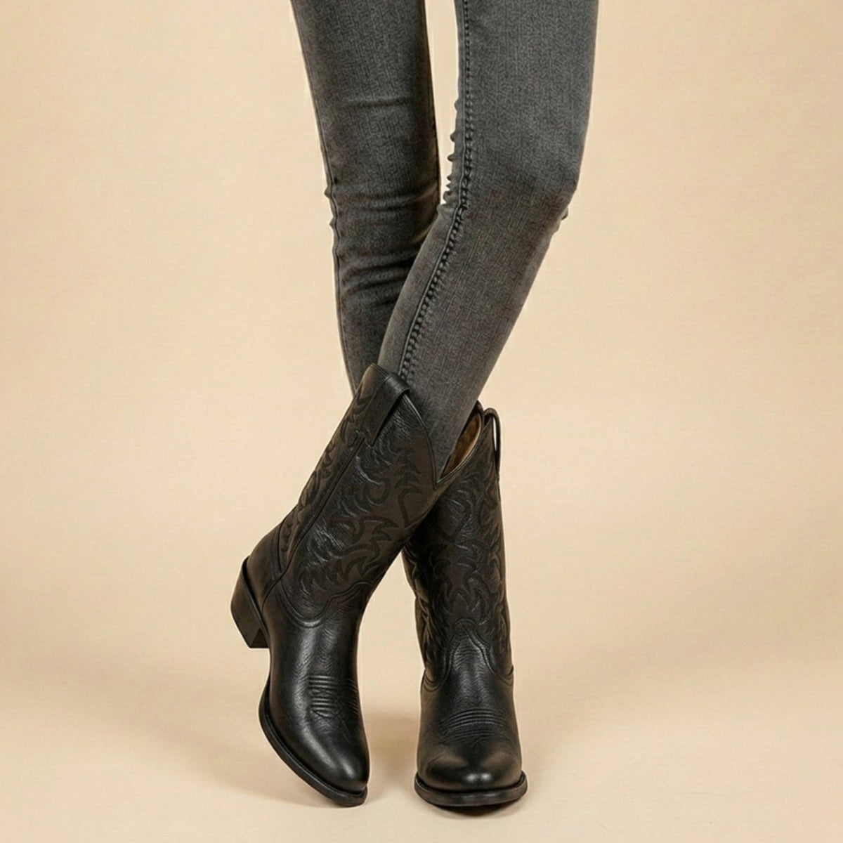 Luna | Women's Embroidered Western Cowboy Mid-Calf Boots
