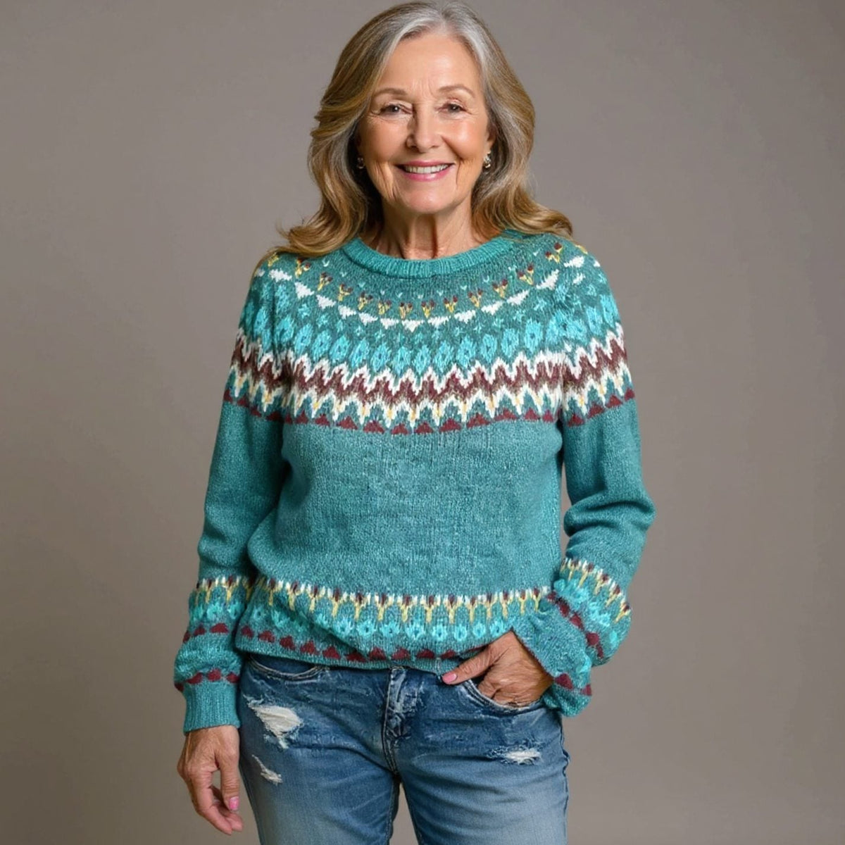 Olivia | Women's Fair Isle Crew-Neck Christmas Sweater