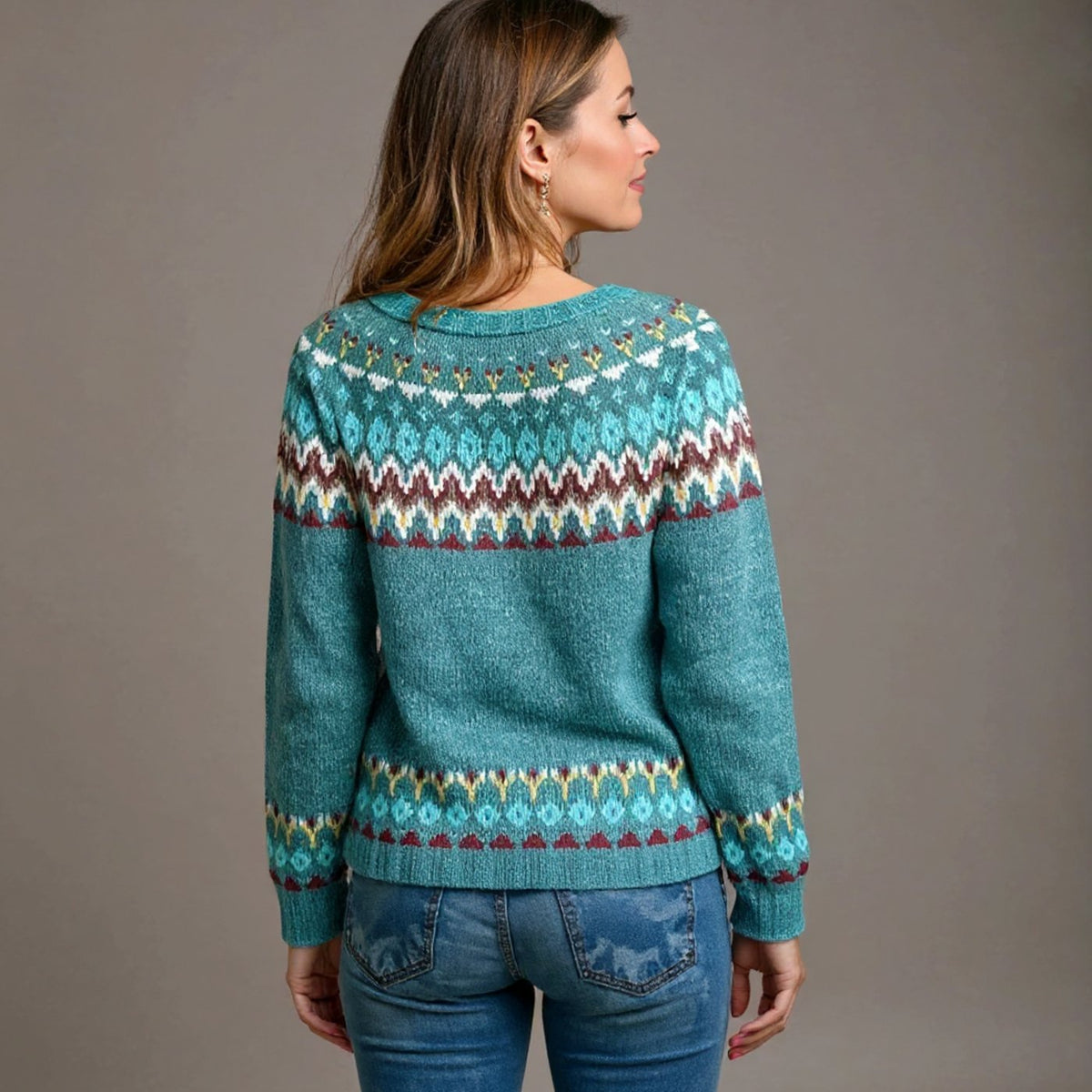 Olivia | Women's Fair Isle Crew-Neck Christmas Sweater