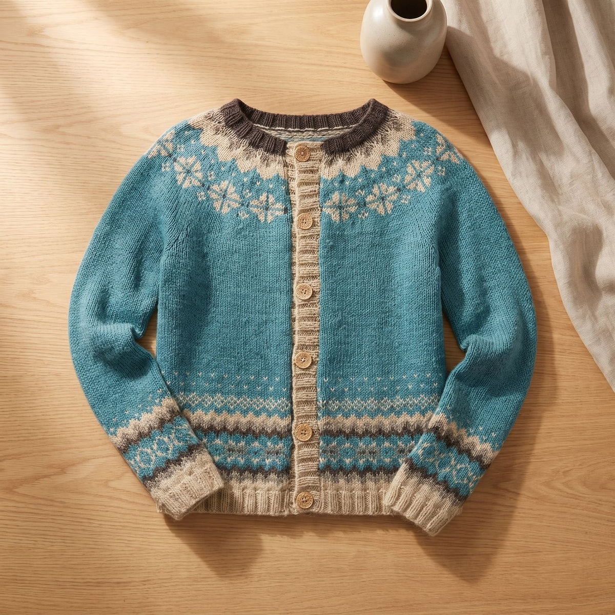 Isabella | Women's Fair Isle Knit Button-Front Cardigan Sweater