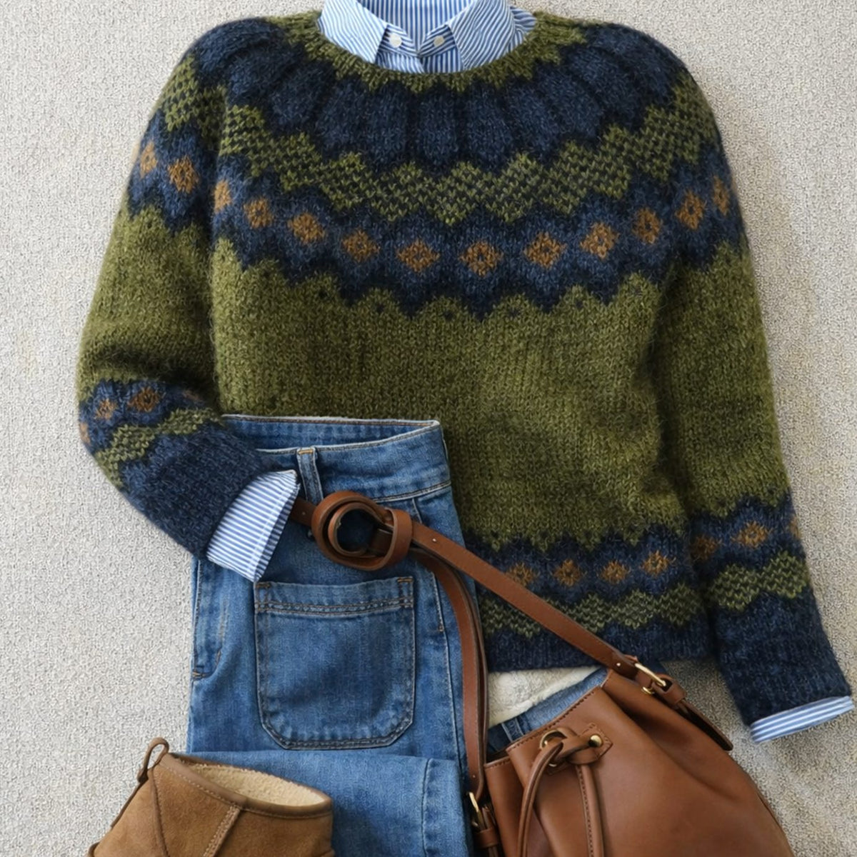 Luna | Women's Fair Isle Nordic Crew-Neck Knit Sweater