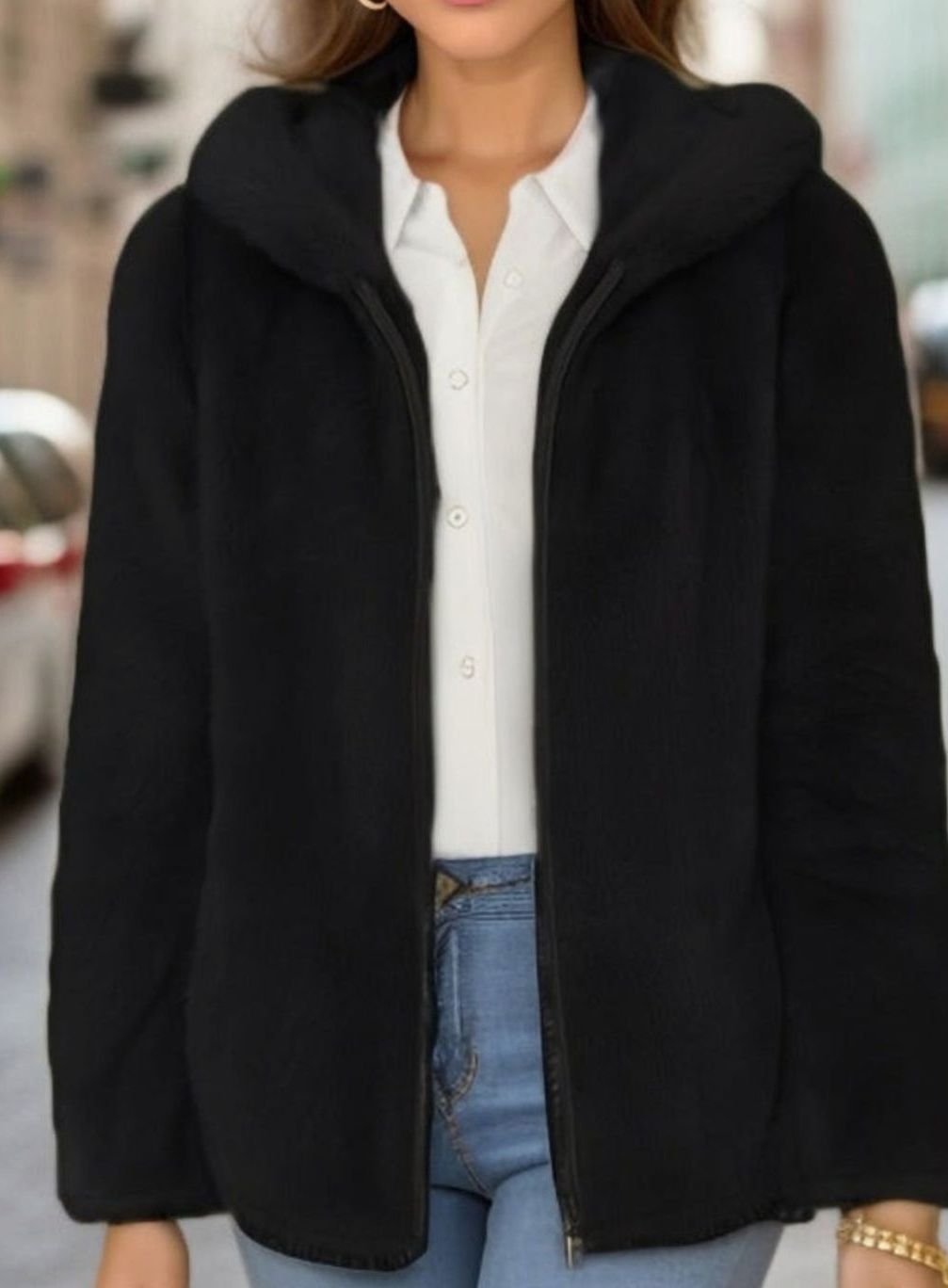 Victoria | Women's Faux Fur Coat Hooded Zip-Up Teddy Fleece Jacket