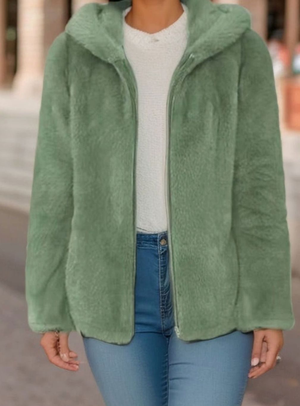 Victoria | Women's Faux Fur Coat Hooded Zip-Up Teddy Fleece Jacket