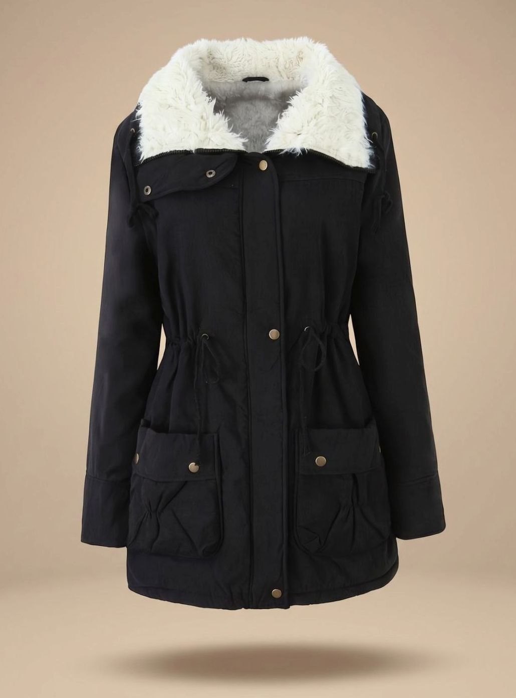 Madison | Women's Faux-Fur Collar Drawstring-Waist Insulated Winter Parka