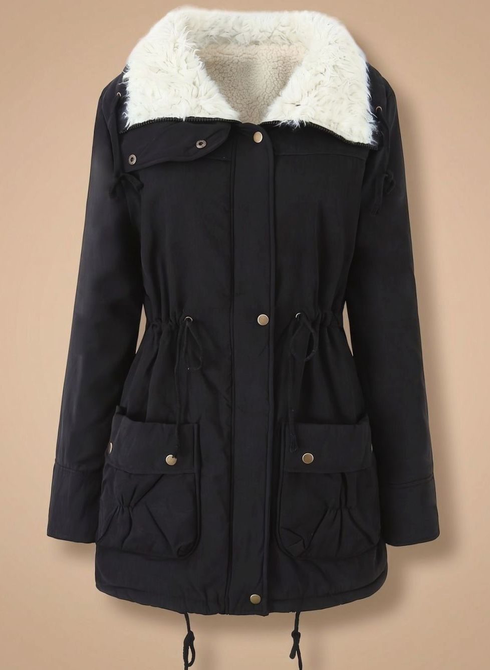Madison | Women's Faux-Fur Collar Drawstring-Waist Insulated Winter Parka