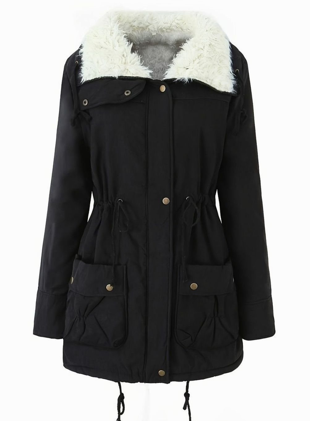 Madison | Women's Faux Fur Collar Drawstring Waist Winter Parka