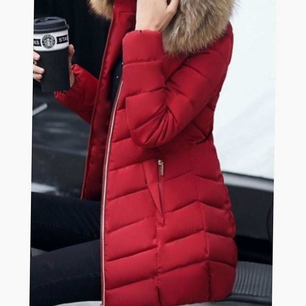 Olivia | Women's Faux Fur Hood Quilted Jacket Zip-Up Puffer Coat