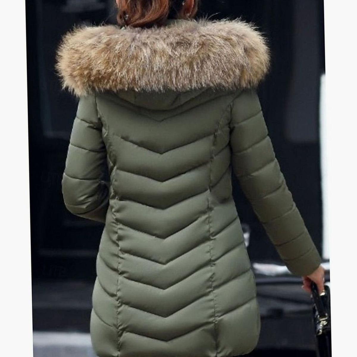 Olivia | Women's Faux Fur Hood Quilted Jacket Zip-Up Puffer Coat
