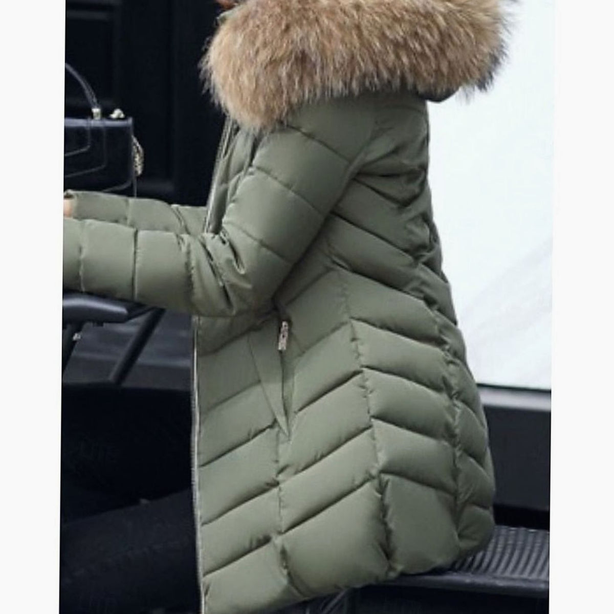 Olivia | Women's Faux Fur Hood Quilted Jacket Zip-Up Puffer Coat