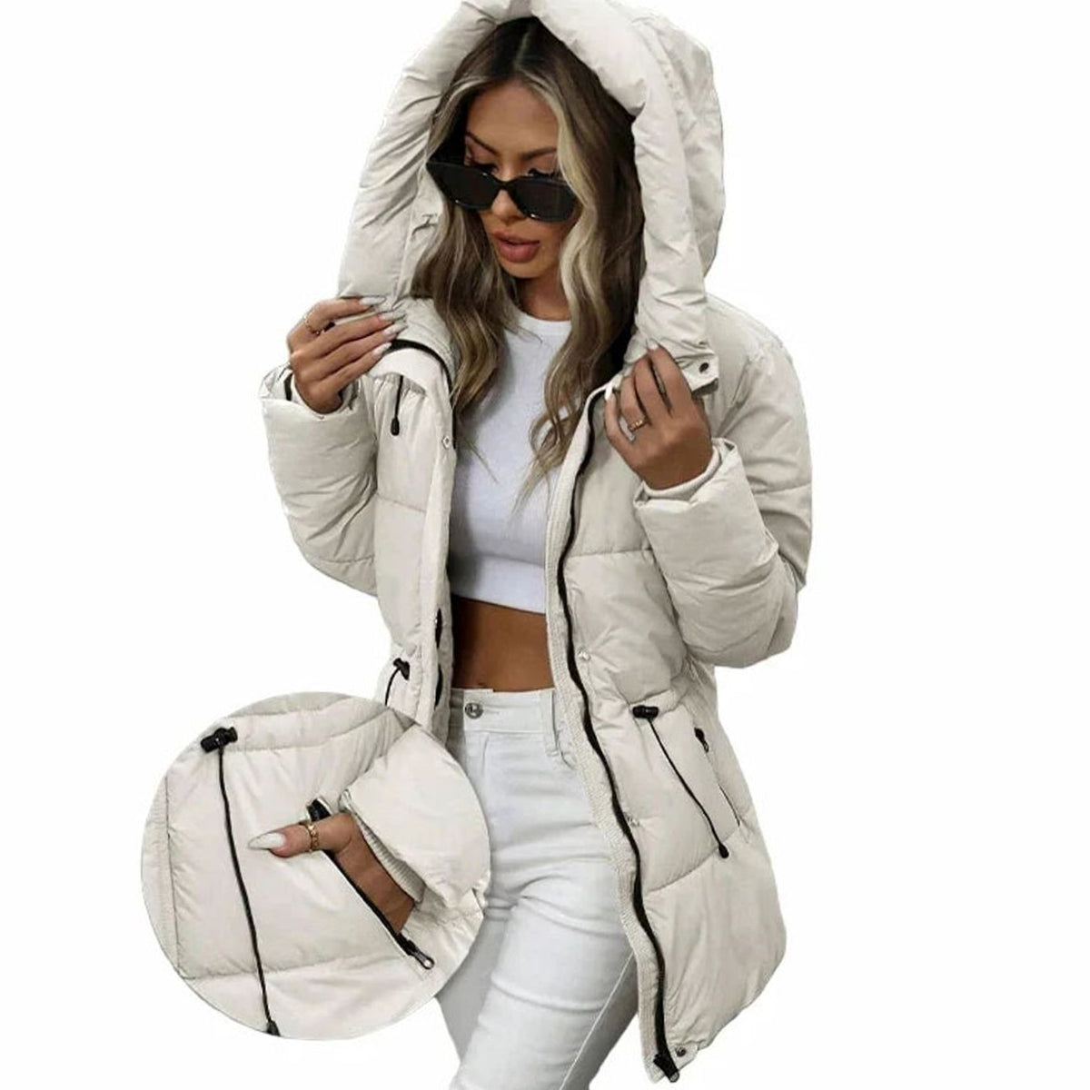 Scarlett | Women's Faux Fur Hooded Cropped Puffer Jacket