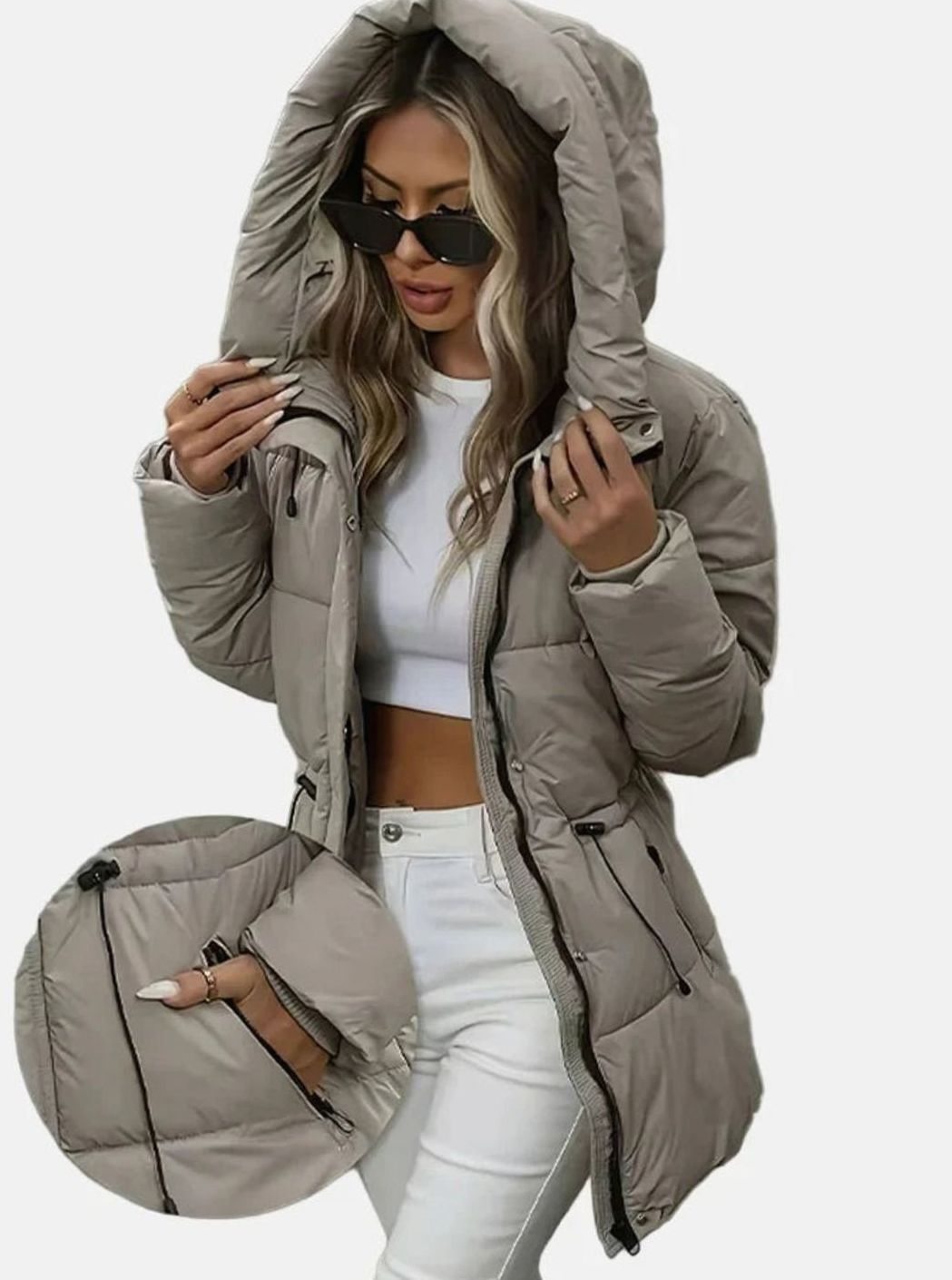 Scarlett | Women's Faux Fur Hooded Cropped Puffer Jacket