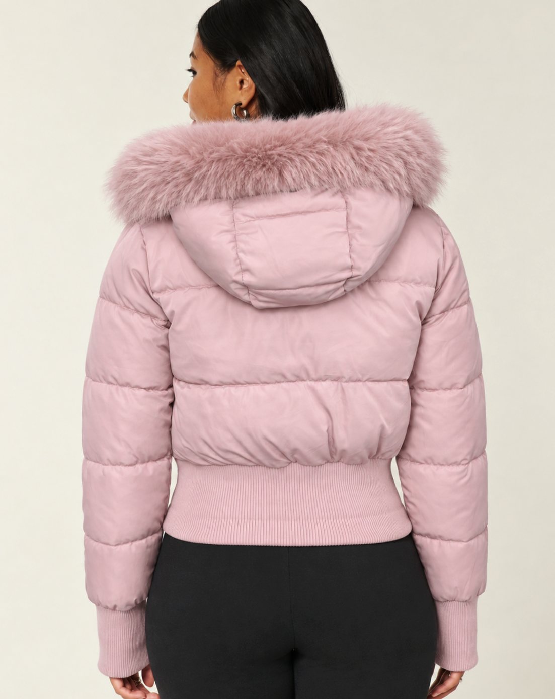 Scarlett | Women's Faux Fur Hooded Cropped Puffer Jacket