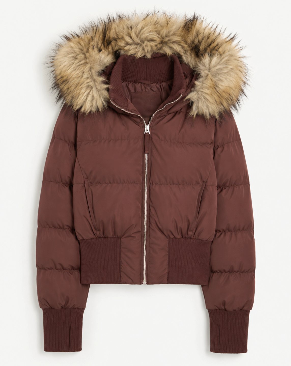 Scarlett | Women's Faux Fur Hooded Cropped Puffer Jacket