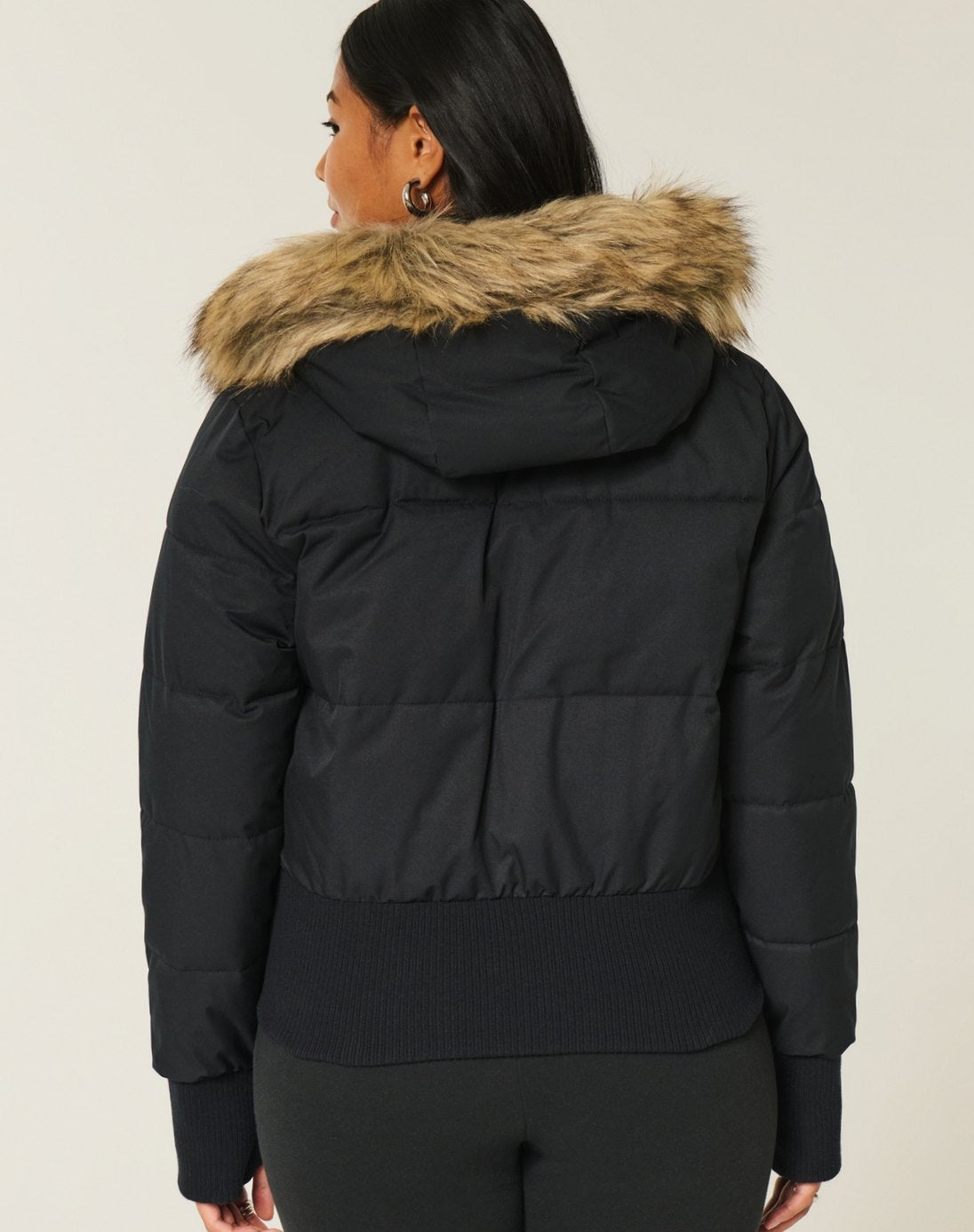 Scarlett | Women's Faux Fur Hooded Cropped Puffer Jacket