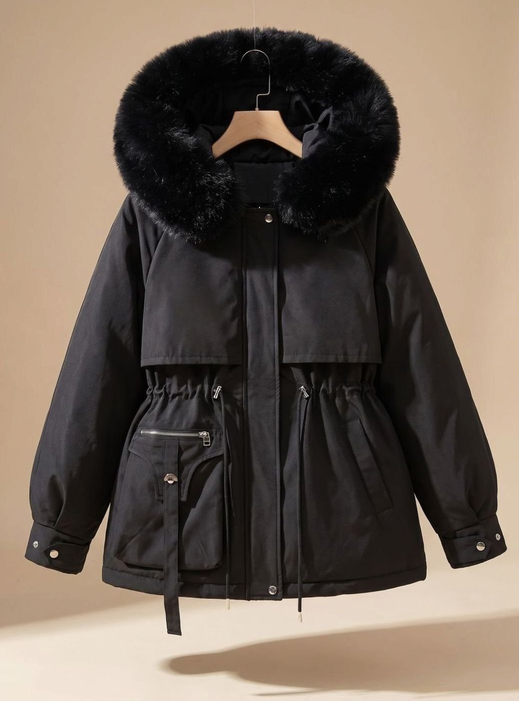 Layla | Women's Faux-Fur Hooded Drawstring Cinched Puffer Jacket