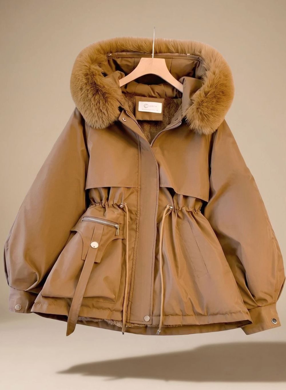 Layla | Women's Faux-Fur Hooded Drawstring Cinched Puffer Jacket