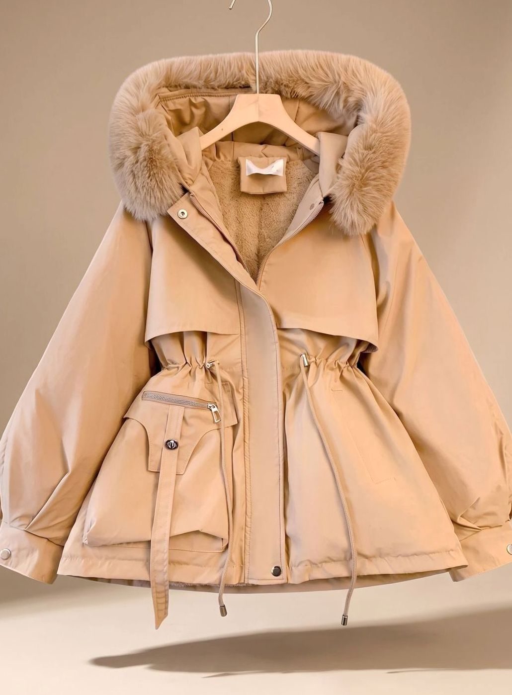 Layla | Women's Faux-Fur Hooded Drawstring Cinched Puffer Jacket