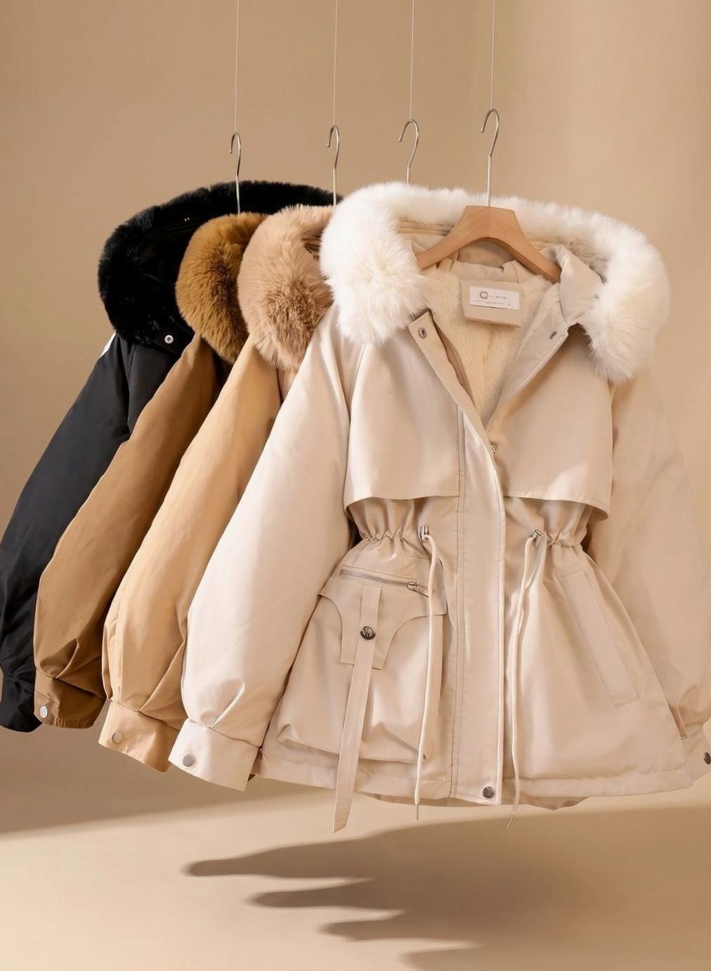 Layla | Women's Faux-Fur Hooded Drawstring Cinched Puffer Jacket