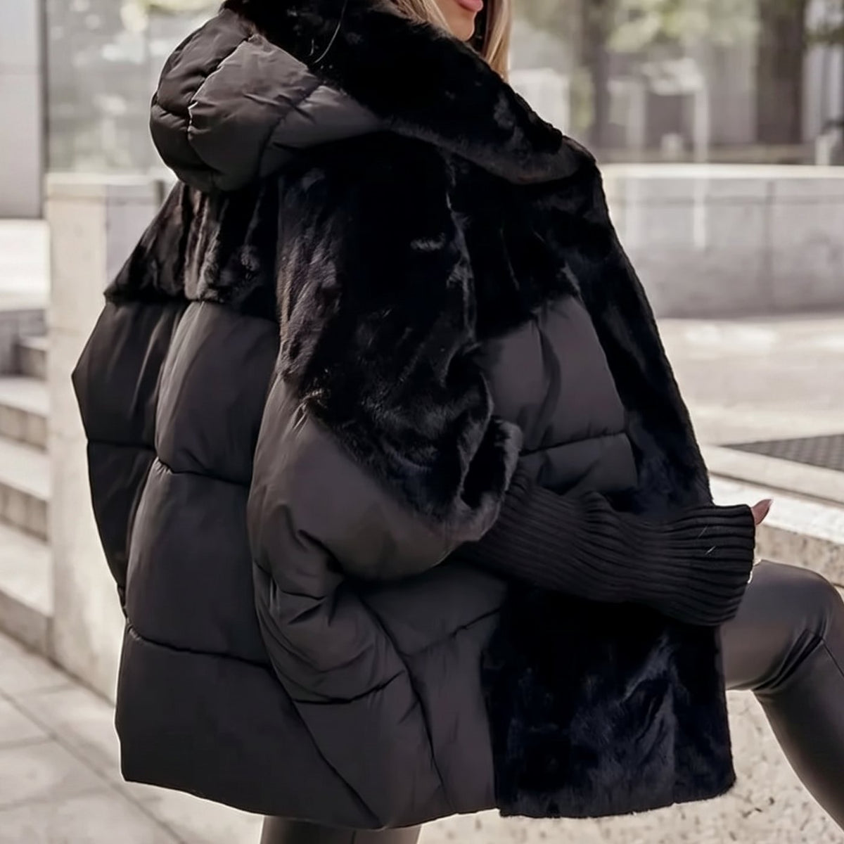 Olivia | Women's Faux Fur Quilted Plush Hooded Winter Coat
