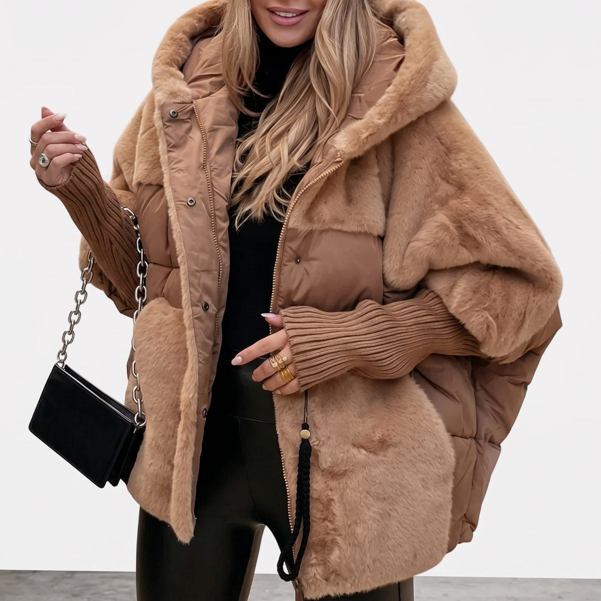 Olivia | Women's Faux Fur Quilted Plush Hooded Winter Coat