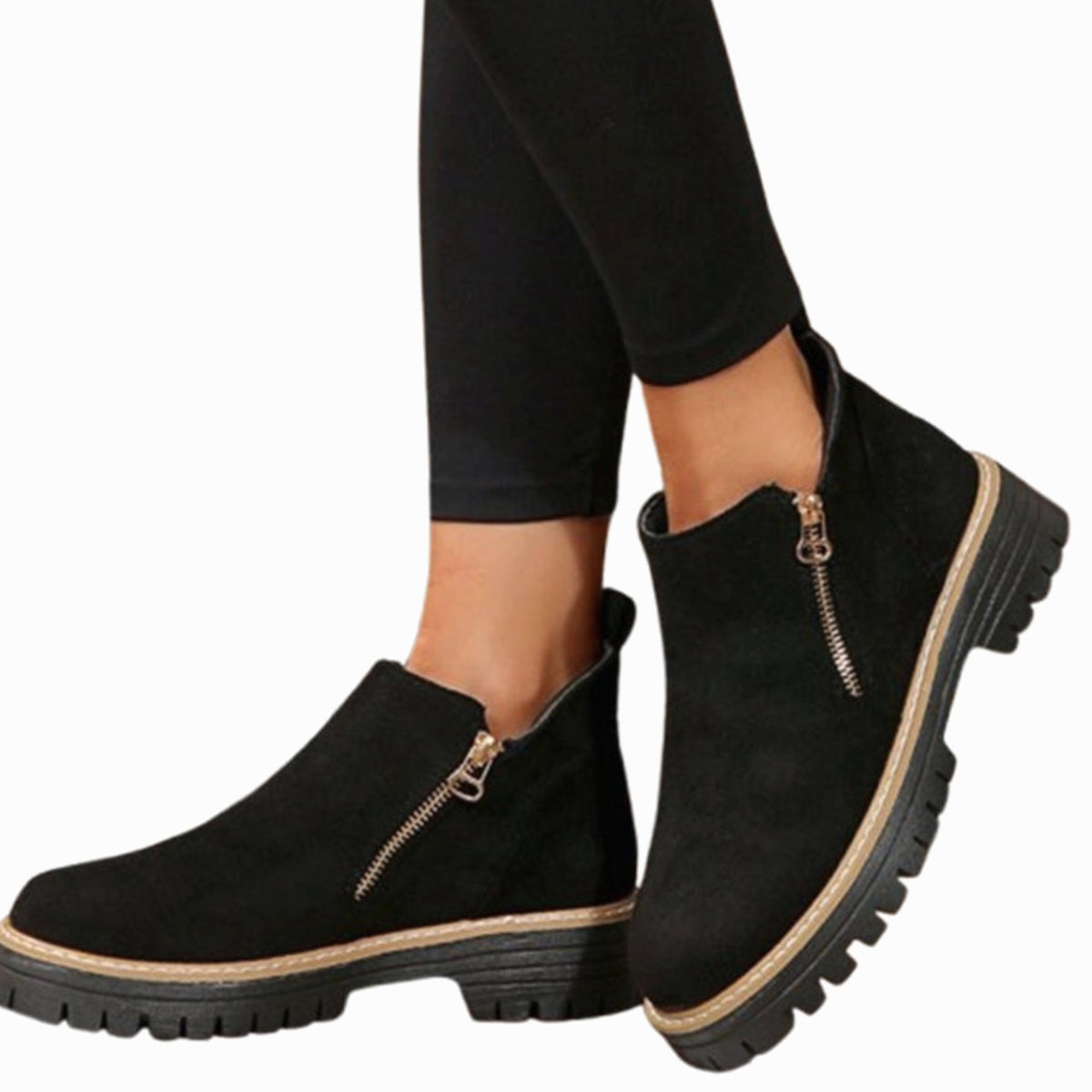 Penelope | Women's Faux Suede Platform Ankle Boots Side Zipper
