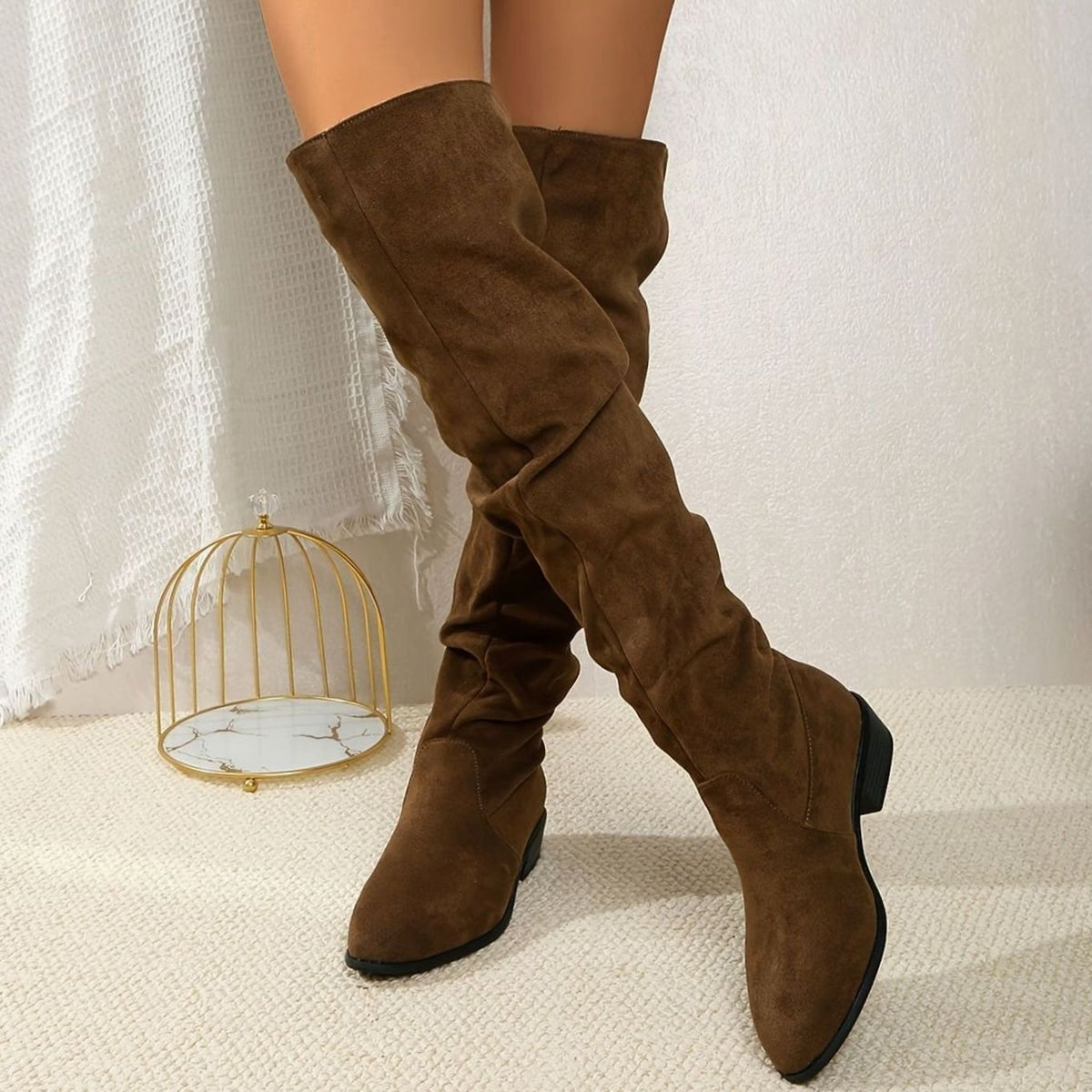 Layla | Women's Faux Suede Slouchy Over-the-Knee High Boots