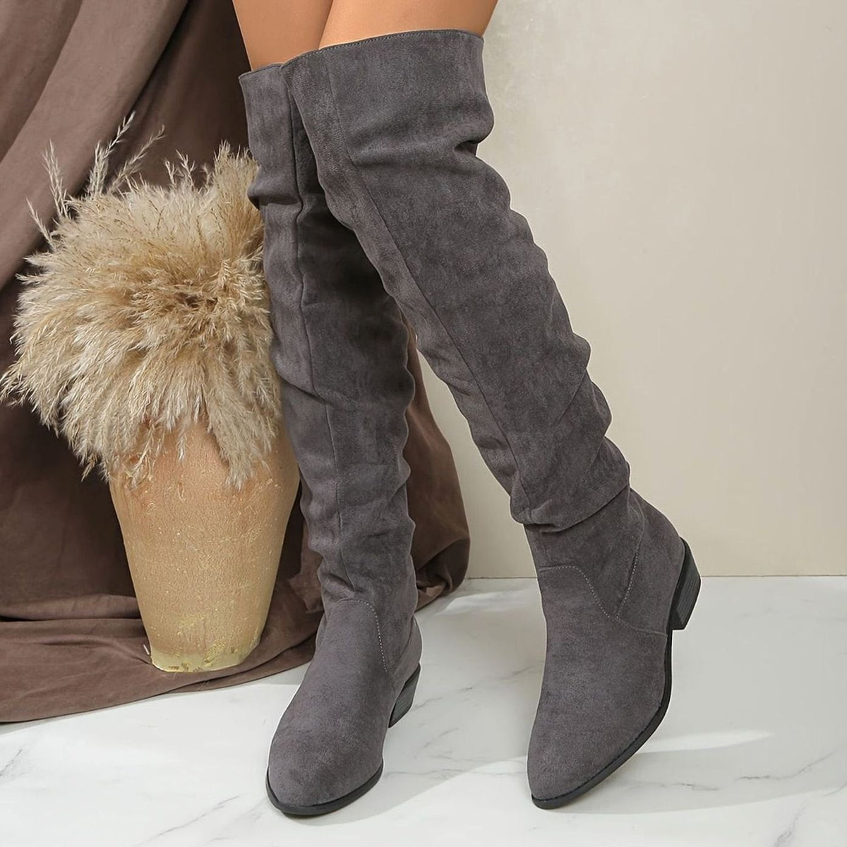 Layla | Women's Faux Suede Slouchy Over-the-Knee High Boots