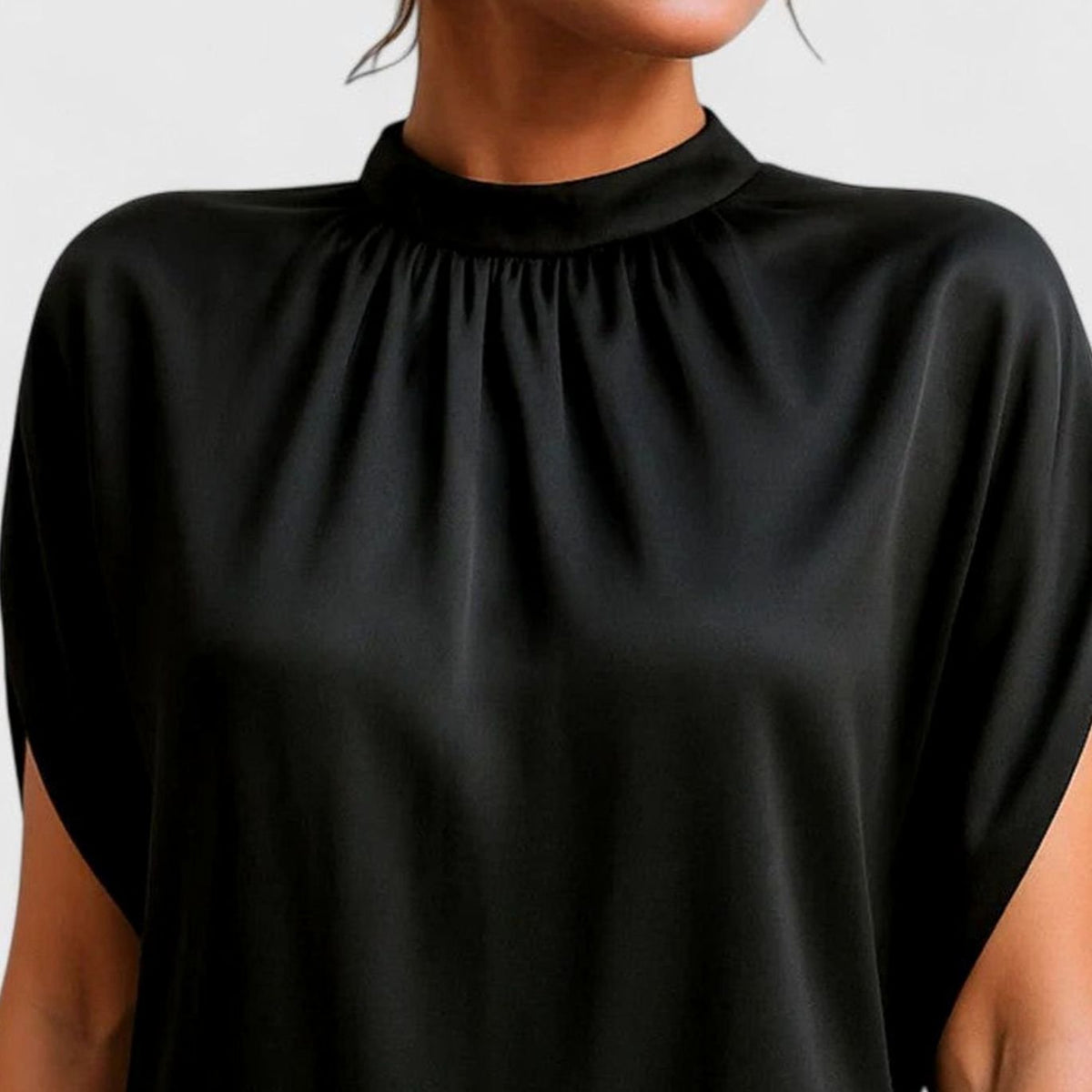 Amelia | Women's Figure Flattering Mock-Neck Batwing-Sleeve Shift Dress
