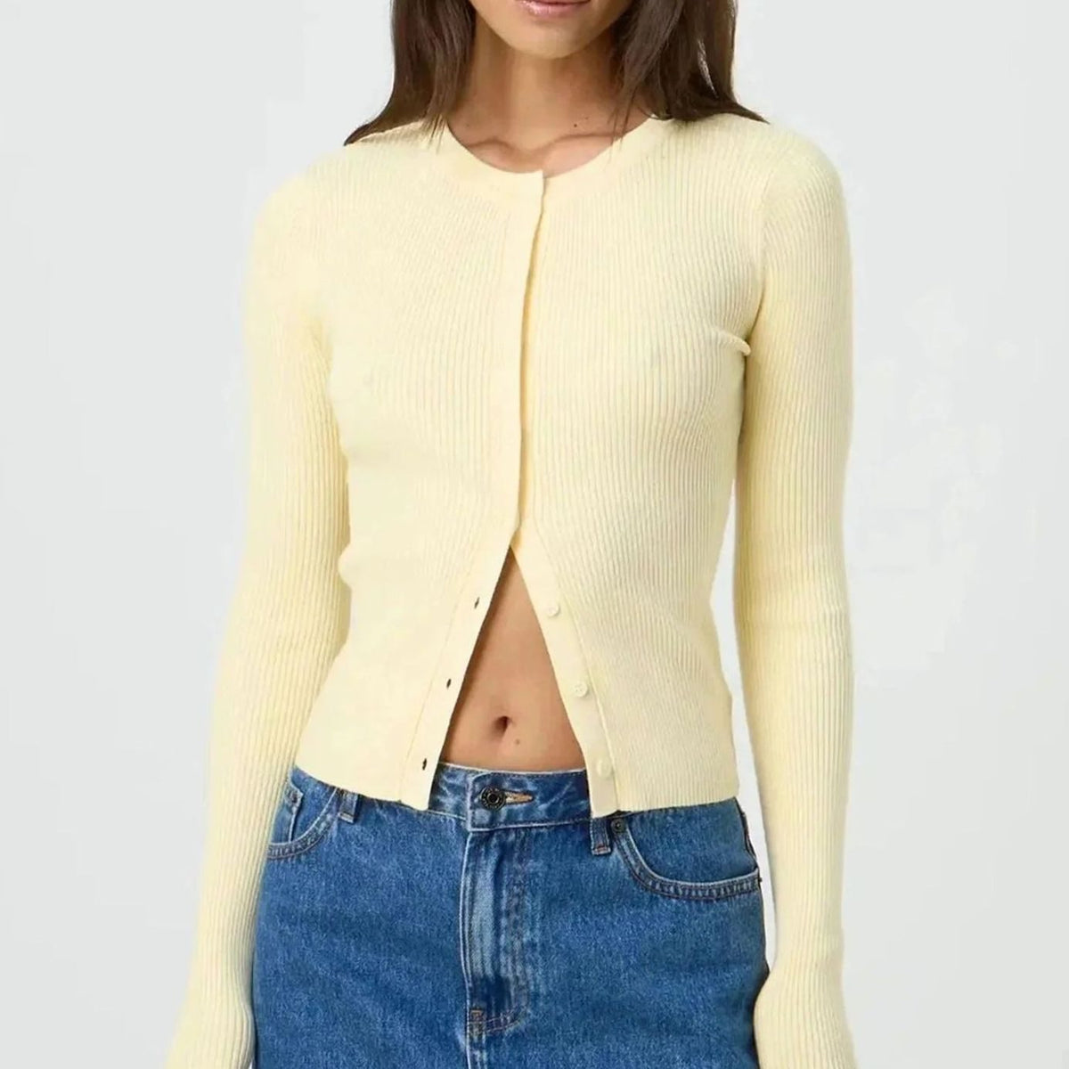 Evelyn | Women's Fitted Ribbed Cropped Cardigan Sweater