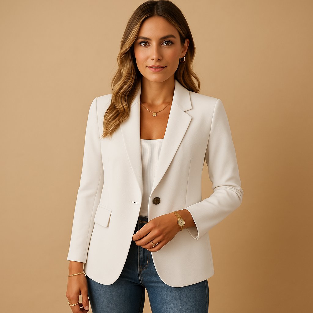 Evelyn | Women's Fitted Single-Button Stretch Blazer Notched Lapel