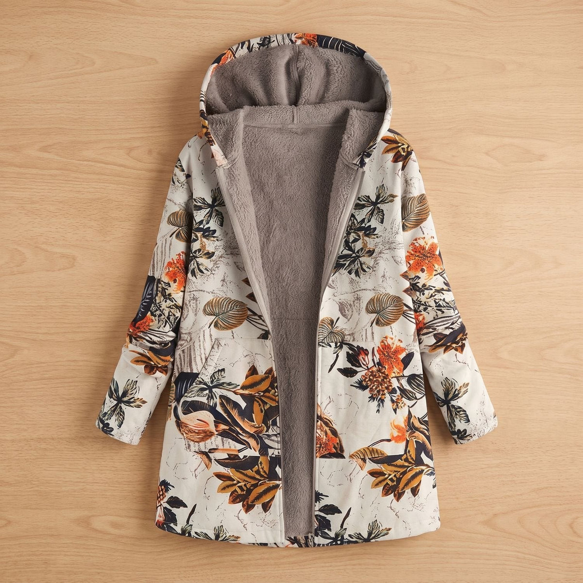 Mia | Women's Floral Hooded Fleece-Lined Parka Winter Jacket